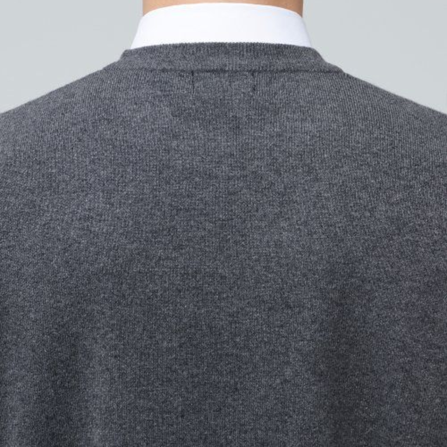 Lambswool V-Neck Knit Vest [Medium Grey]