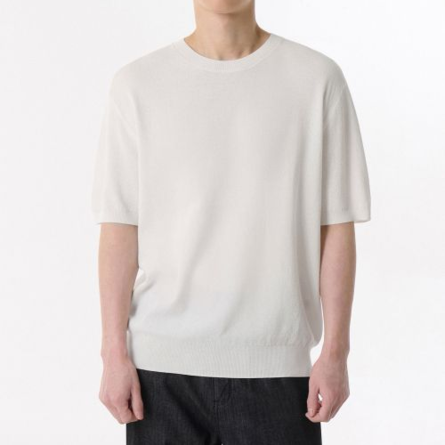 Cool Touch Crew Neck Short Sleeve Knit [Ivory]