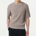 Crochet Crew Neck Short Sleeve Knit [Mushroom]
