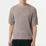 Crochet Crew Neck Short Sleeve Knit [Mushroom]