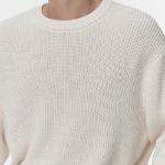 Cotton Ribbed Crew Neck Knit [Cream]