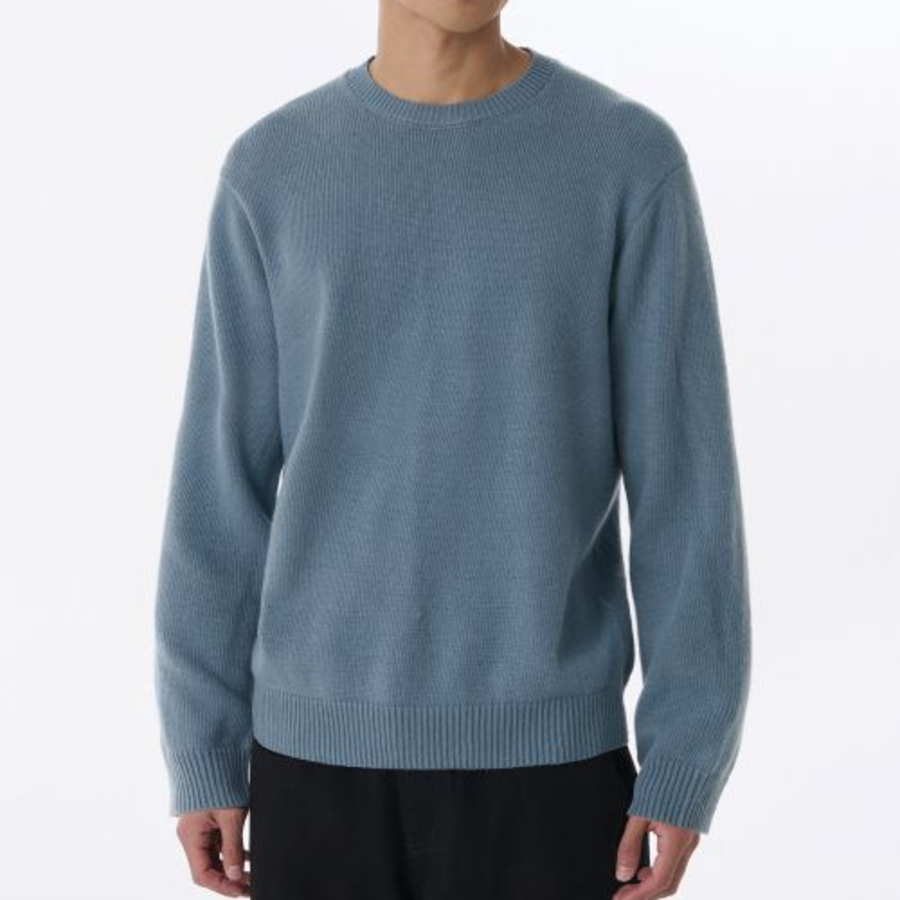 Essential Crew Neck Knit [Blue Gray]