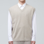 Lambswool V-Neck Knit Vest [Mushroom]