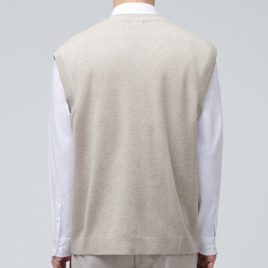 Lambswool V-Neck Knit Vest [Mushroom]