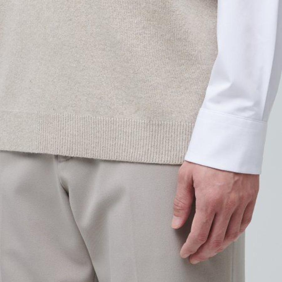 Lambswool V-Neck Knit Vest [Mushroom]