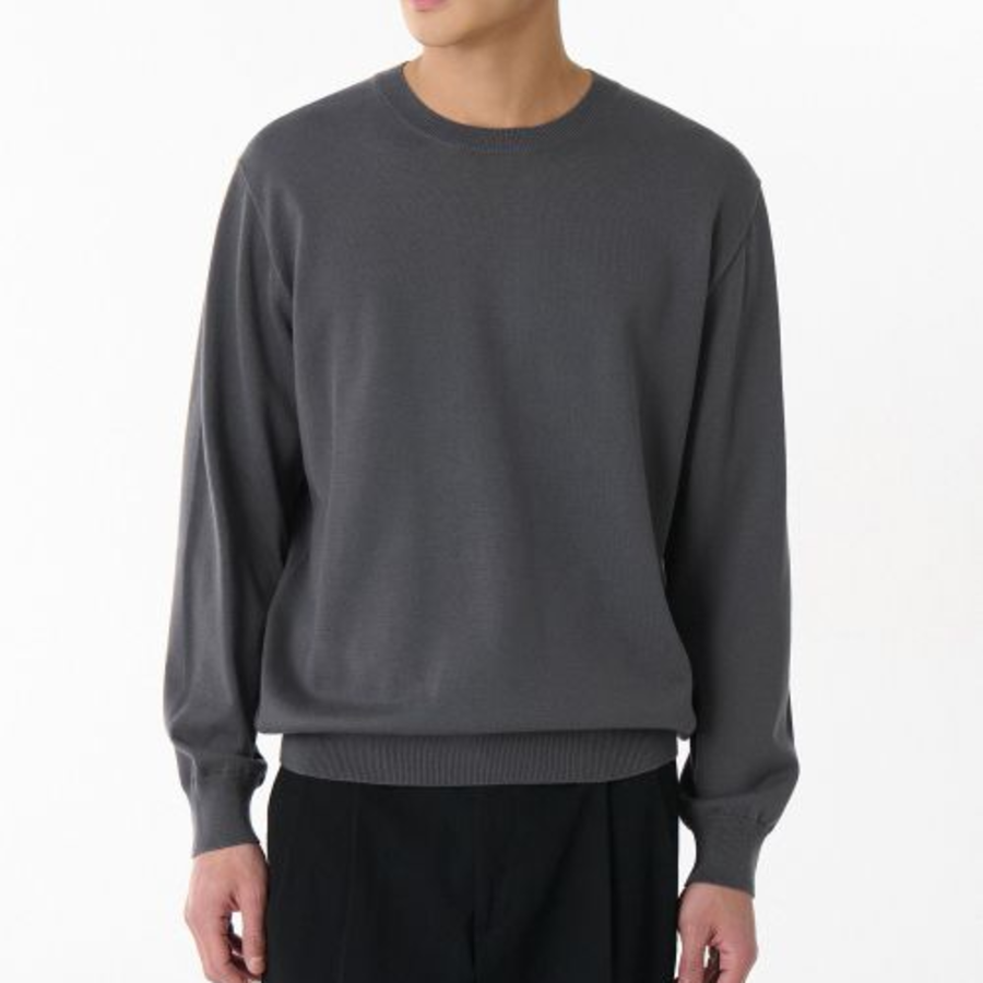 Washable Supima Cotton Crew Neck Knit [Gray]
