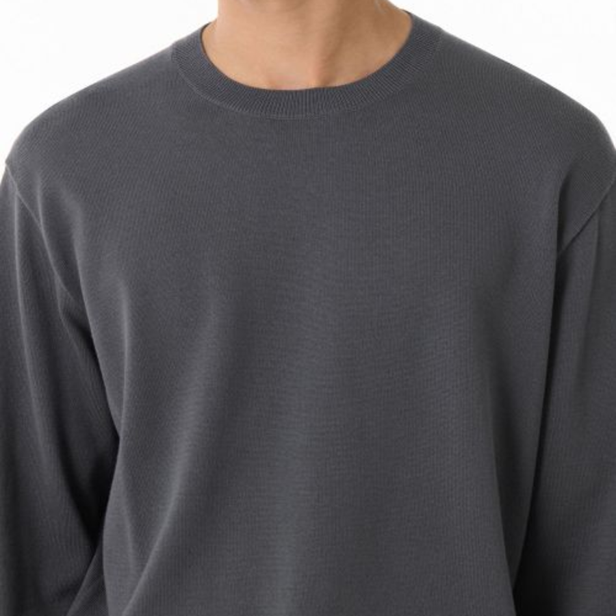 Washable Supima Cotton Crew Neck Knit [Gray]