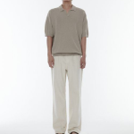 Cool Touch Slit Neck Knitted Polo Shirt [Grayish Beige]