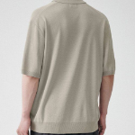 Cool Touch Slit Neck Knitted Polo Shirt [Grayish Beige]
