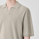Cool Touch Slit Neck Knitted Polo Shirt [Grayish Beige]