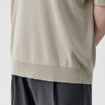 Cool Touch Slit Neck Knitted Polo Shirt [Grayish Beige]