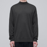 Merino Wool Blend High Gauge Mock Neck Knit [Gunmetal]