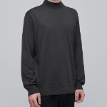 Merino Wool Blend High Gauge Mock Neck Knit [Gunmetal]