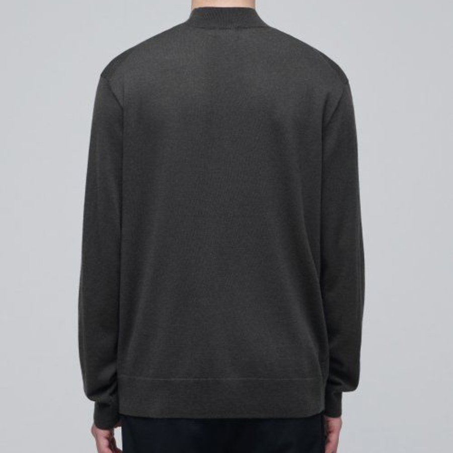 Merino Wool Blend High Gauge Mock Neck Knit [Gunmetal]