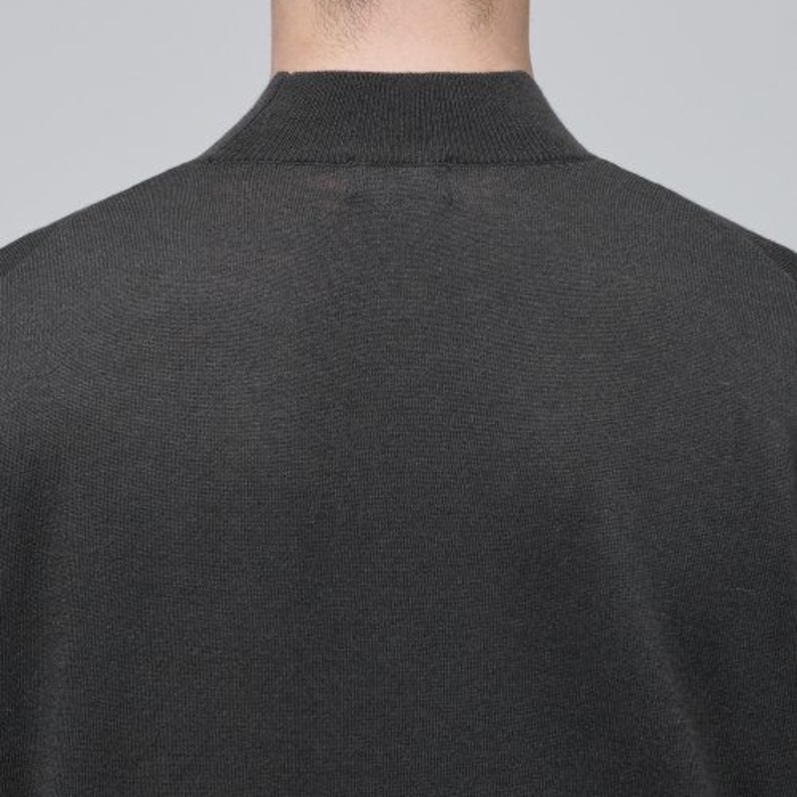 Merino Wool Blend High Gauge Mock Neck Knit [Gunmetal]