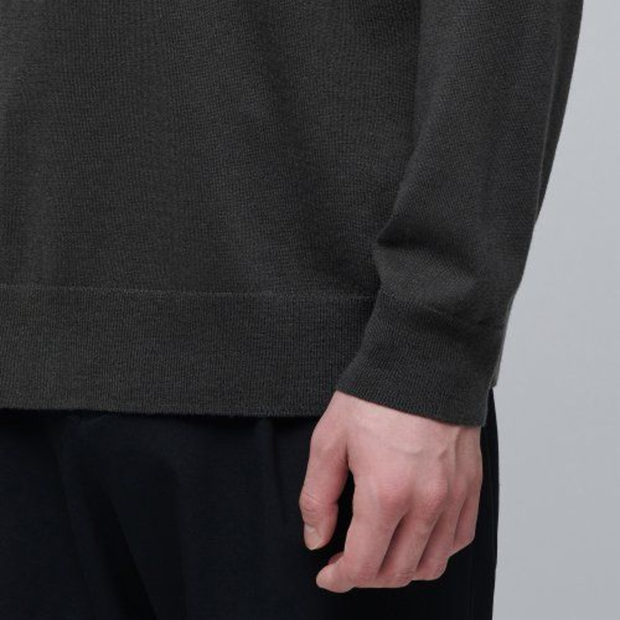 Merino Wool Blend High Gauge Mock Neck Knit [Gunmetal]