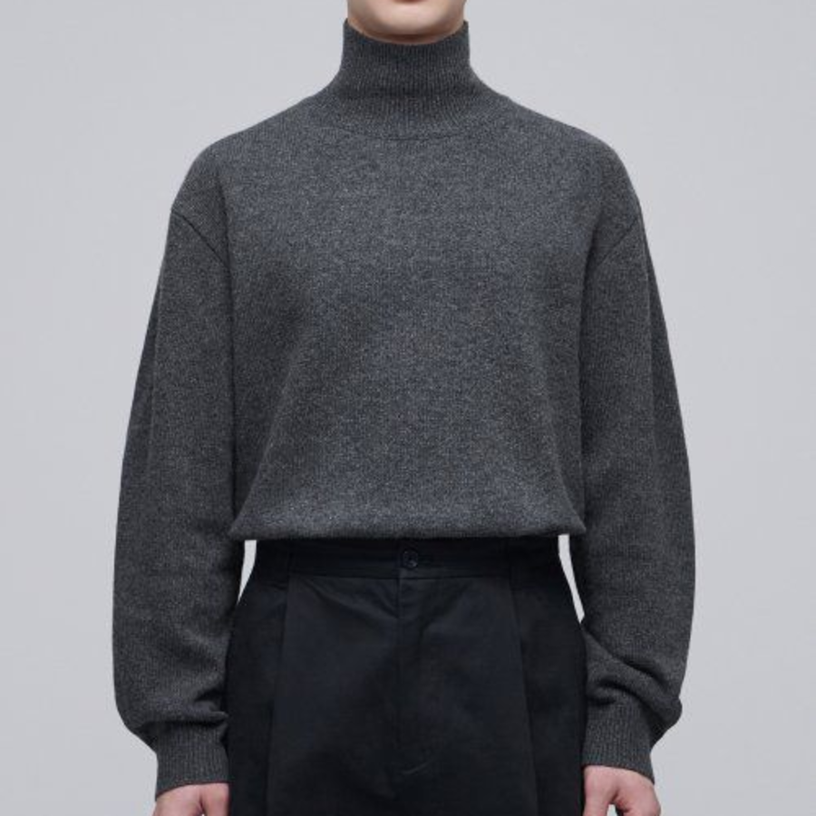 Oversized Turtleneck Knit [Medium Gray]