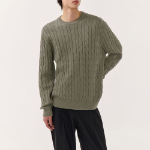 Cotton Cable Crew Neck Knit — Sage