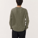 Cotton Cable Crew Neck Knit — Sage