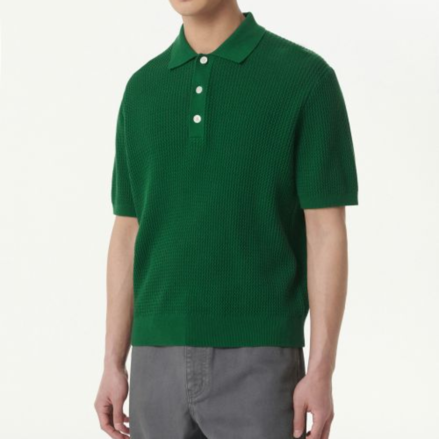 Crochet Knitted Polo Shirt — Irish Green