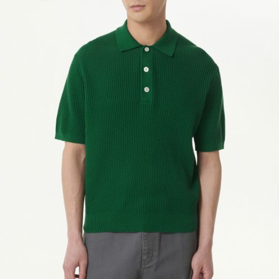Crochet Knitted Polo Shirt — Irish Green