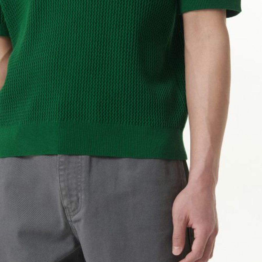 Crochet Knitted Polo Shirt — Irish Green