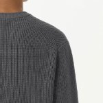 Cotton Ribbed Crew Neck Knit — Gray