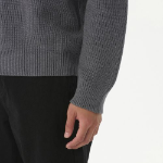 Cotton Ribbed Crew Neck Knit — Gray