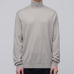 Merino Wool Blend High Gauge Turtleneck Knit — Mushroom