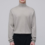 Merino Wool Blend High Gauge Turtleneck Knit — Mushroom