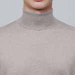 Merino Wool Blend High Gauge Turtleneck Knit — Mushroom