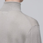 Merino Wool Blend High Gauge Turtleneck Knit — Mushroom
