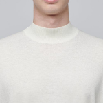 Merino Wool Blend High Gauge Mock Neck Knit — Ivory