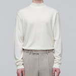 Merino Wool Blend High Gauge Mock Neck Knit — Ivory