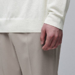 Merino Wool Blend High Gauge Mock Neck Knit — Ivory