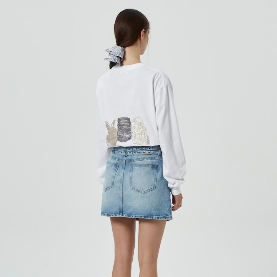 GANNI Re-cut Heavy Jersey Animals Long sleeve – White