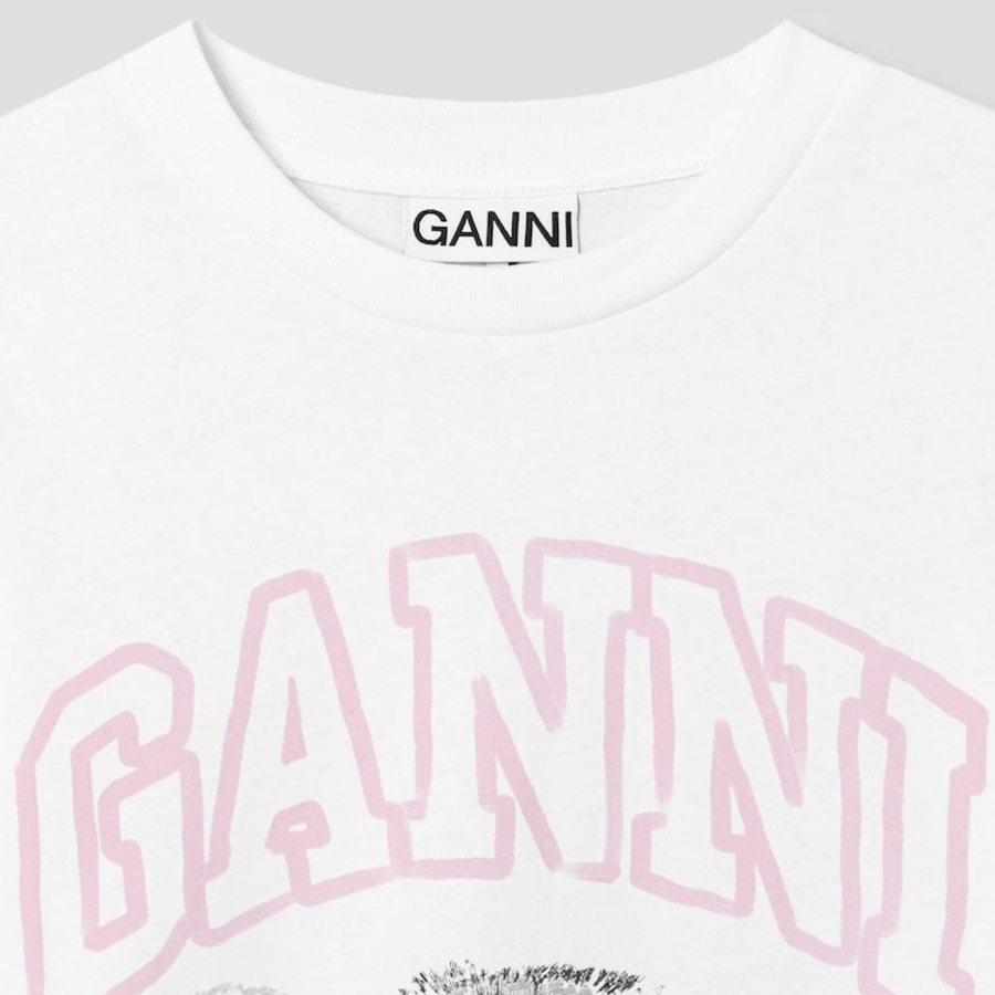 GANNI Re-cut Heavy Jersey Animals Long sleeve – White