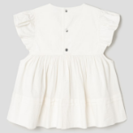 GANNI Stretch Cotton Frill Sleeve Top – Ivory