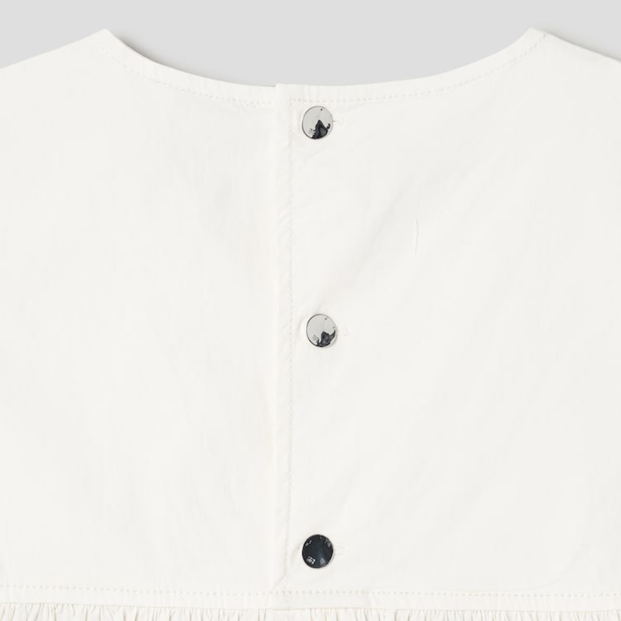 GANNI Stretch Cotton Frill Sleeve Top – Ivory