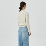 GANNI Printed Wool Mix Cardigan – Ivory