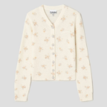 GANNI Printed Wool Mix Cardigan – Ivory