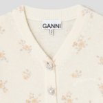 GANNI Printed Wool Mix Cardigan – Ivory
