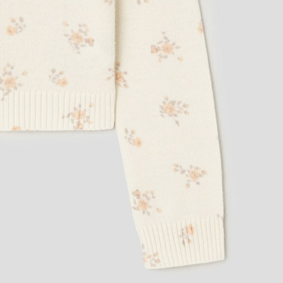 GANNI Printed Wool Mix Cardigan – Ivory