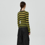 GANNI Sheer Cotton Rib Knit Cardigan – Black