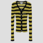 GANNI Sheer Cotton Rib Knit Cardigan – Black