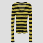 GANNI Sheer Cotton Rib Knit Cardigan – Black