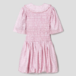 GANNI Shibori Pleat Mini Smock Bubble Dress – Light Pink