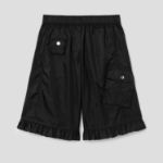 GANNI Duchesse Nylon Midi Ruffle Shorts – Black