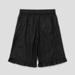 GANNI Duchesse Nylon Midi Ruffle Shorts – Black