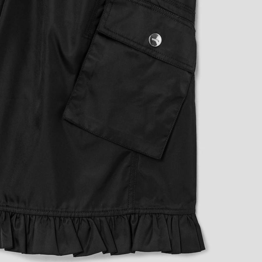 GANNI Duchesse Nylon Midi Ruffle Shorts – Black